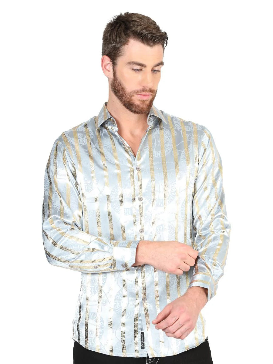 El General - Casual Long Sleeve Shirt - Grey/Gold  44578