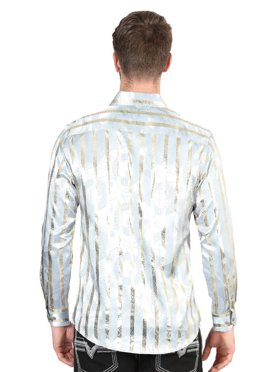 El General - Casual Long Sleeve Shirt - Grey/Gold  44578