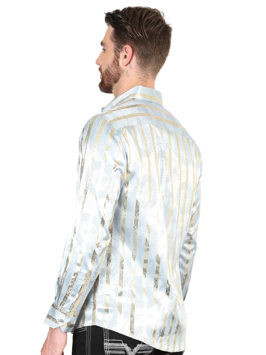 El General - Casual Long Sleeve Shirt - Grey/Gold  44578