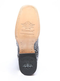 El General Hornback Caiman Print Square Toe Cowboy Boots 45928 - Rustic Gray - OriginalWestern.com