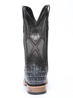 El General Hornback Caiman Print Square Toe Cowboy Boots 45928 - Rustic Gray - OriginalWestern.com