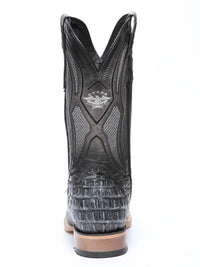 El General Hornback Caiman Print Square Toe Cowboy Boots 45928 - Rustic Gray - OriginalWestern.com