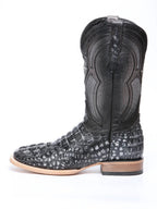 El General Hornback Caiman Print Square Toe Cowboy Boots 45928 - Rustic Gray - OriginalWestern.com