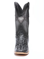 El General Hornback Caiman Print Square Toe Cowboy Boots 45928 - Rustic Gray - OriginalWestern.com