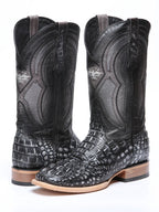 El General Hornback Caiman Print Square Toe Cowboy Boots 45928 - Rustic Gray - OriginalWestern.com