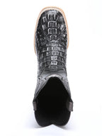 El General Hornback Caiman Print Square Toe Cowboy Boots 45928 - Rustic Gray - OriginalWestern.com