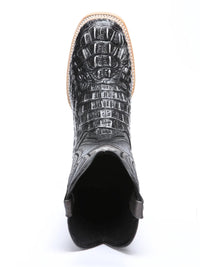 El General Hornback Caiman Print Square Toe Cowboy Boots 45928 - Rustic Gray - OriginalWestern.com