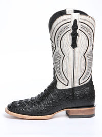 El General Hornback Caiman Print Square Toe Cowboy Boots 45929 - Black - OriginalWestern.com
