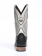 El General Hornback Caiman Print Square Toe Cowboy Boots 45929 - Black - OriginalWestern.com
