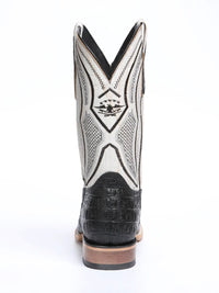 El General Hornback Caiman Print Square Toe Cowboy Boots 45929 - Black - OriginalWestern.com