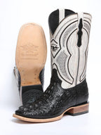 El General Hornback Caiman Print Square Toe Cowboy Boots 45929 - Black - OriginalWestern.com