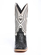 El General Hornback Caiman Print Square Toe Cowboy Boots 45929 - Black - OriginalWestern.com