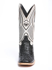 El General Hornback Caiman Print Square Toe Cowboy Boots 45929 - Black - OriginalWestern.com