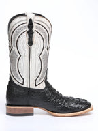 El General Hornback Caiman Print Square Toe Cowboy Boots 45929 - Black - OriginalWestern.com