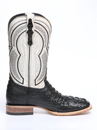 El General Hornback Caiman Print Square Toe Cowboy Boots 45929 - Black - OriginalWestern.com