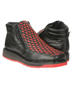 El General Men's Ankle Boots with Zipper–Black/Red Petatillo Leather 45402 - OriginalWestern.com