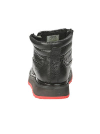 El General Men's Ankle Boots with Zipper–Black/Red Petatillo Leather 45402 - OriginalWestern.com