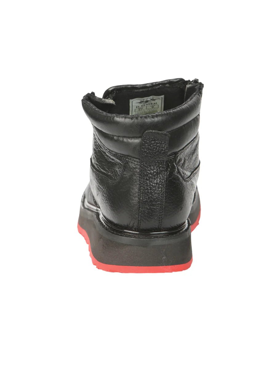 El General Men's Ankle Boots with Zipper–Black/Red Petatillo Leather 45402 - OriginalWestern.com
