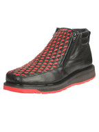 El General Men's Ankle Boots with Zipper–Black/Red Petatillo Leather 45402 - OriginalWestern.com