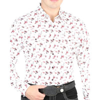 El General - Men's Beige Western Shirt with Bucking Horse Print 44316 - OriginalWestern.com