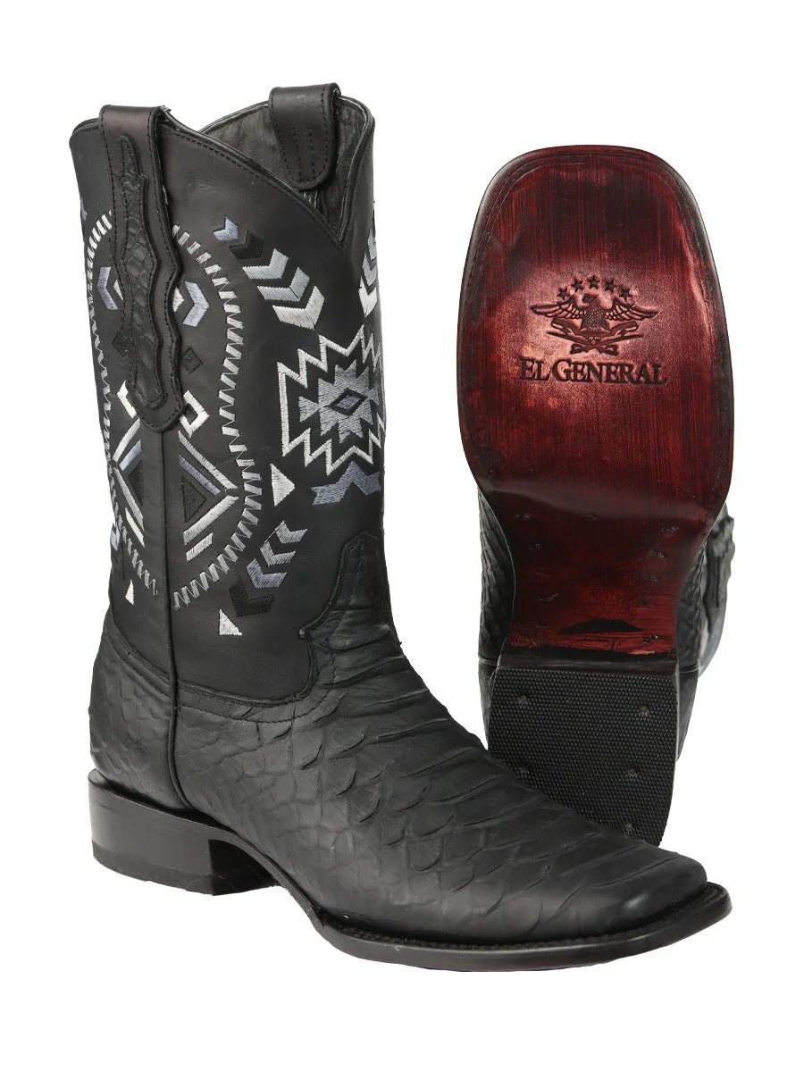 El General Men's Black Python Imitation Rodeo Boots 45398 - OriginalWestern.com