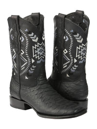 El General Men's Black Python Imitation Rodeo Boots 45398 - OriginalWestern.com