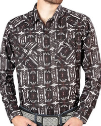 El General - Men's Black Western Shirt with Geometric Southwestern Print 44220 - OriginalWestern.com
