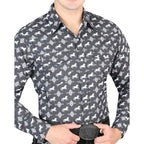 El General - Men's Black Western Shirt with Horse and Southwestern Pattern 44320 - OriginalWestern.com