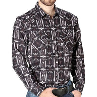 El General - Men's Black Western Shirt with Southwestern Tribal Print 44205 - OriginalWestern.com