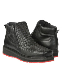 El General Men's Black Woven Ankle Boots with Zipper 45183 - OriginalWestern.com