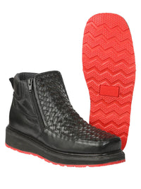 El General Men's Black Woven Ankle Boots with Zipper 45183 - OriginalWestern.com