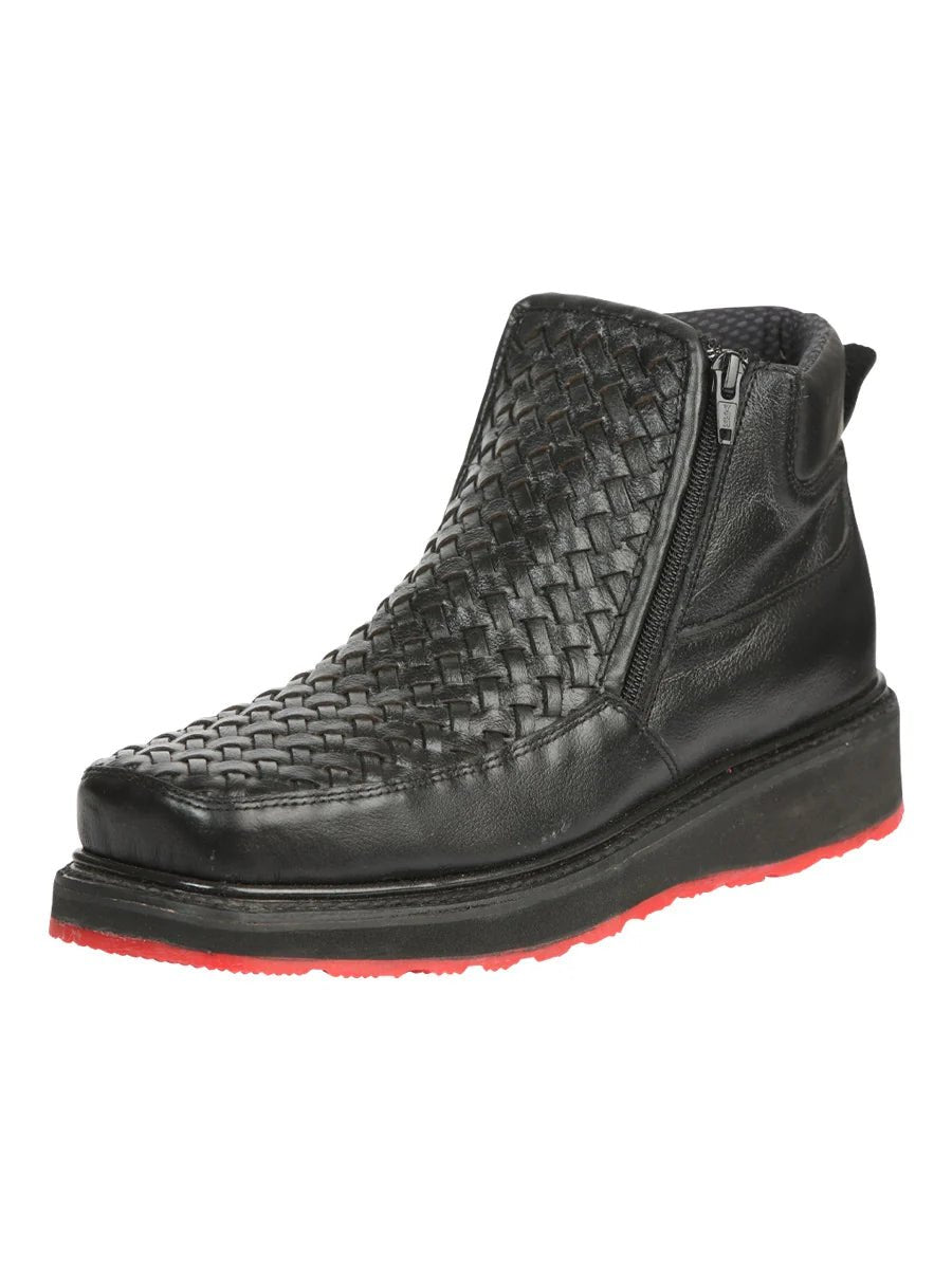 El General Men's Black Woven Ankle Boots with Zipper 45183 - OriginalWestern.com