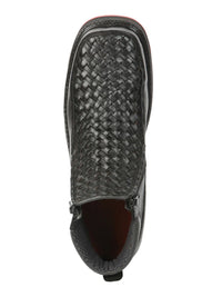 El General Men's Black Woven Ankle Boots with Zipper 45183 - OriginalWestern.com