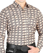 El General - Men's Brick Western Shirt with Galloping Horse Pattern 44329 - OriginalWestern.com