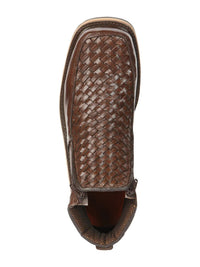 El General Men's Brown Woven Ankle Boots with Zipper 45184 - OriginalWestern.com