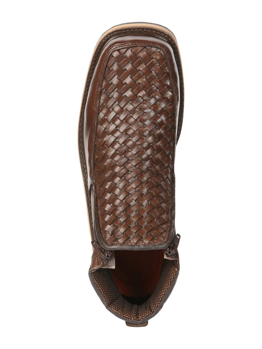 El General Men's Brown Woven Ankle Boots with Zipper 45184 - OriginalWestern.com