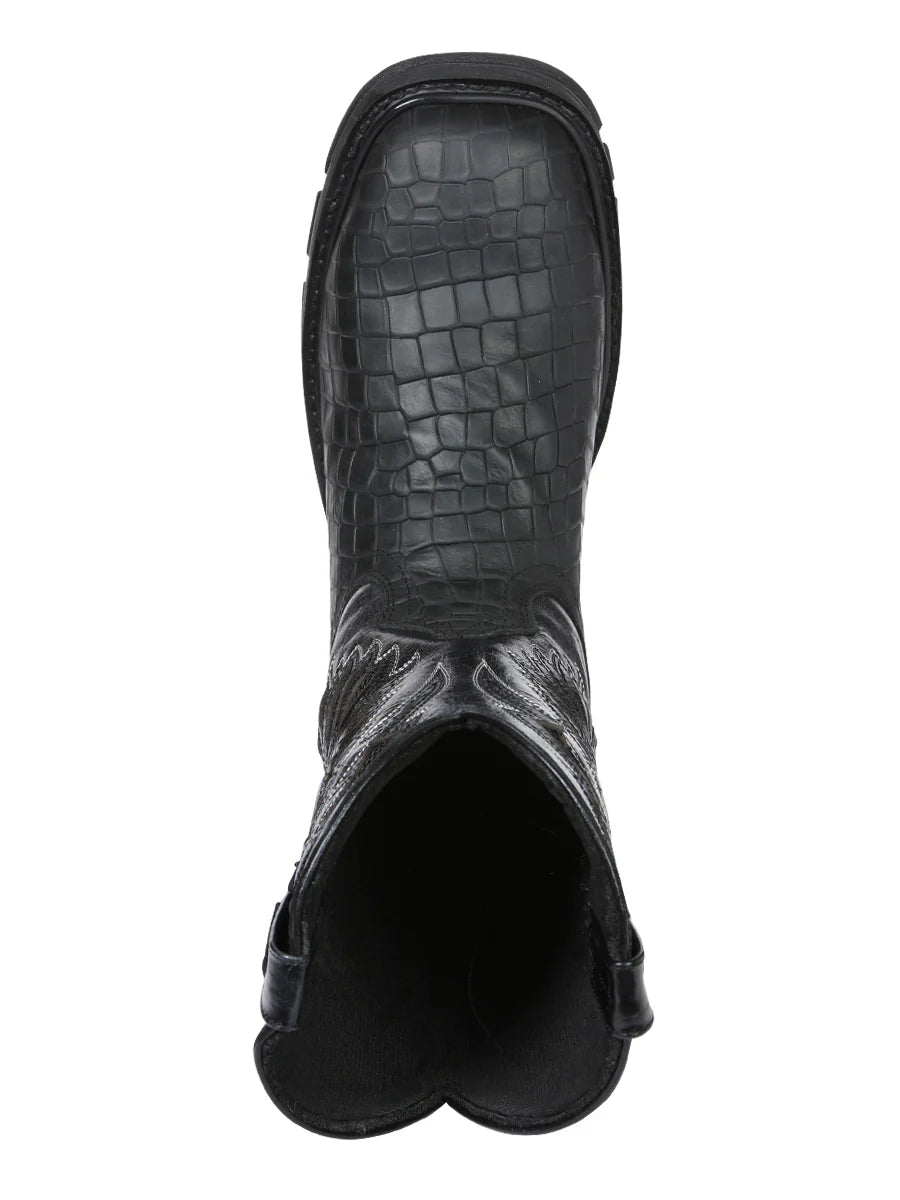 El General Men's Caiman Print Square Toe Soft Toe Work Boots – Black - OriginalWestern.com