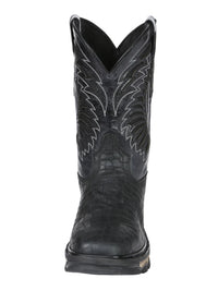 El General Men's Caiman Print Square Toe Soft Toe Work Boots – Black - OriginalWestern.com