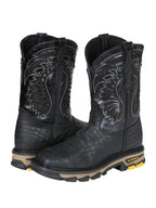 El General Men's Caiman Print Square Toe Soft Toe Work Boots – Black - OriginalWestern.com