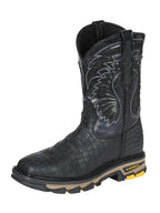 El General Men's Caiman Print Square Toe Soft Toe Work Boots – Black - OriginalWestern.com