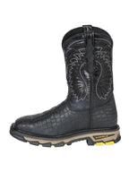 El General Men's Caiman Print Square Toe Soft Toe Work Boots – Black - OriginalWestern.com