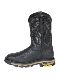 El General Men's Caiman Print Square Toe Soft Toe Work Boots – Black - OriginalWestern.com