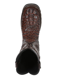 El General Men's Caiman Print Square Toe Soft Toe Work Boots – Brown - OriginalWestern.com