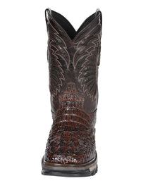 El General Men's Caiman Print Square Toe Soft Toe Work Boots – Brown - OriginalWestern.com