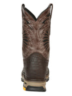 El General Men's Caiman Print Square Toe Soft Toe Work Boots – Brown - OriginalWestern.com