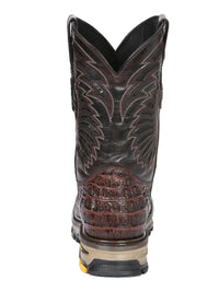 El General Men's Caiman Print Square Toe Soft Toe Work Boots – Brown - OriginalWestern.com