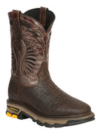El General Men's Caiman Print Square Toe Soft Toe Work Boots – Brown - OriginalWestern.com