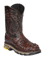 El General Men's Caiman Print Square Toe Soft Toe Work Boots – Brown - OriginalWestern.com