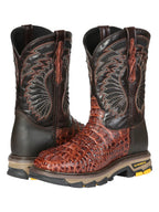 El General Men's Caiman Print Square Toe Soft Toe Work Boots – Cognac - OriginalWestern.com