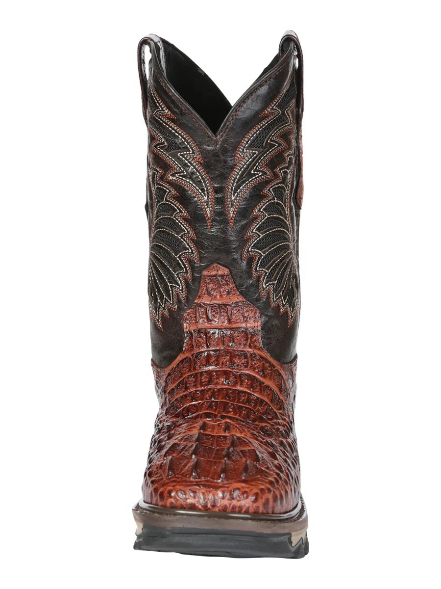 El General Men's Caiman Print Square Toe Soft Toe Work Boots – Cognac - OriginalWestern.com